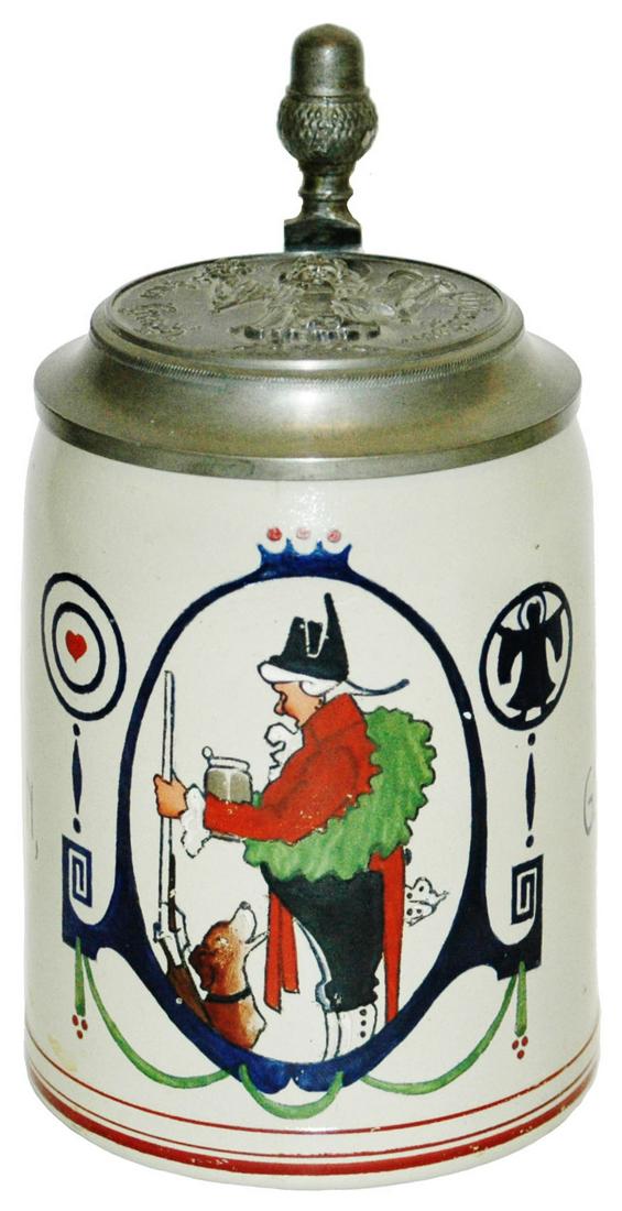 Franz Ringer Hunter & Dog Stein w Munich Child Lid (1 of 5)