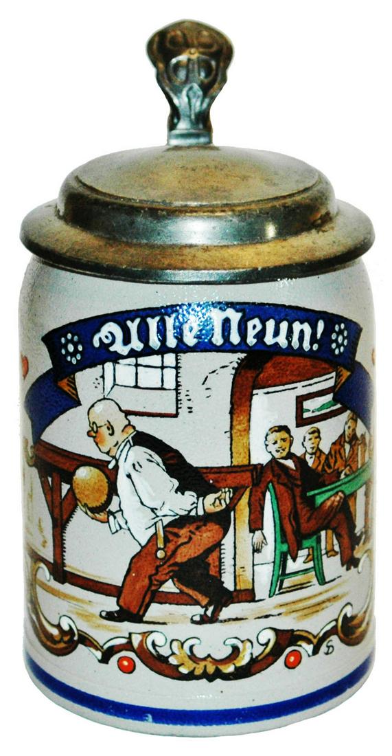 Bowling Scene w Tavern bar Stoneware Stein (1 of 4)