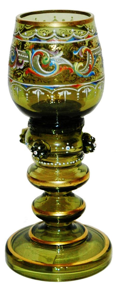 Enamel Floral Myers Neffe Green Goblet (1 of 3)