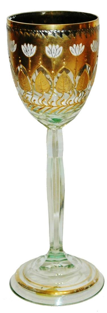 Lily Pad Floral Design Gilded Glass Goblet (1 of 2)
