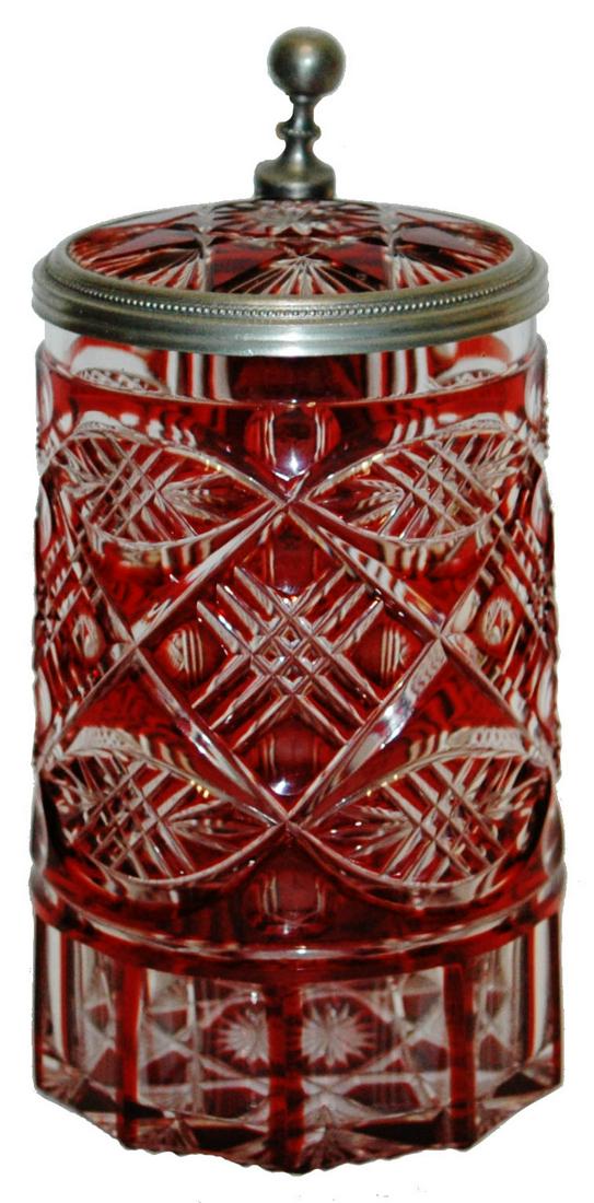 1850 Overlay Glass Facet Cut Stein w Matched Inlay (1 of 4)