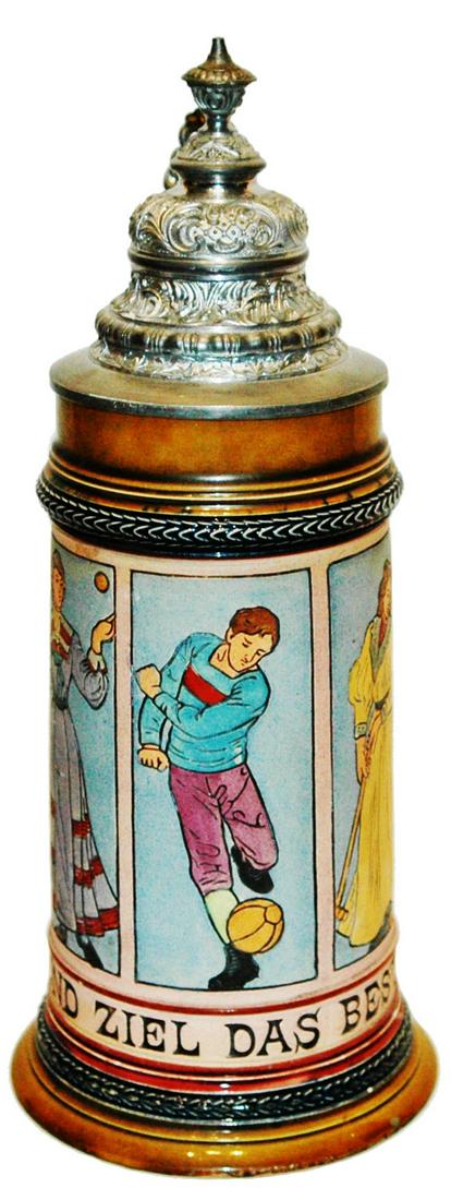 5 Sport Scenes Stein Cricket Tennis Soccer Croquet (1 of 4)