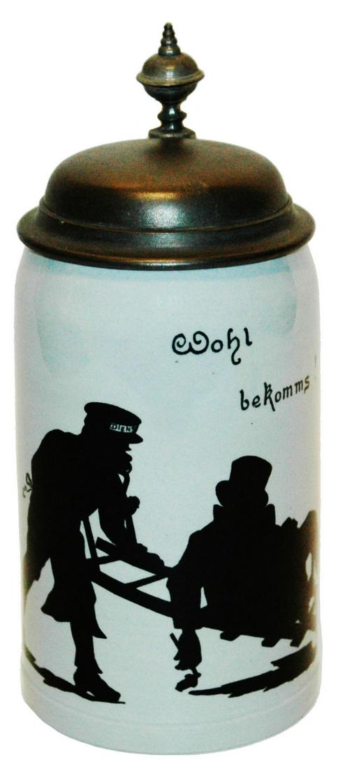 Mettlach Silhouette of Drunk & Innkeeper (1 of 4)