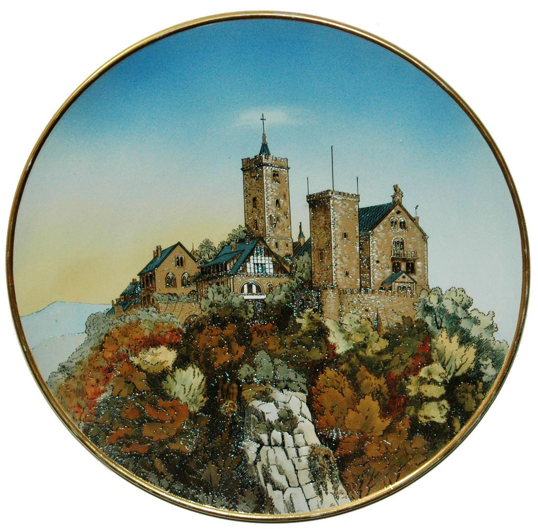 Mettlach Wartburg Castle Etched Plaque (1 of 1)