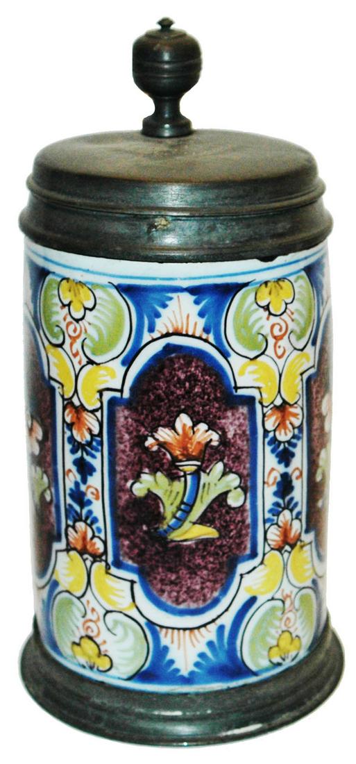 1L Erfurt Faience Stein dated 1750 Floral Designs (1 of 5)