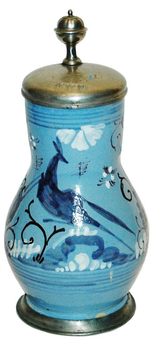 Saltzburg Faience Stag Stein dated 1717 (1 of 5)