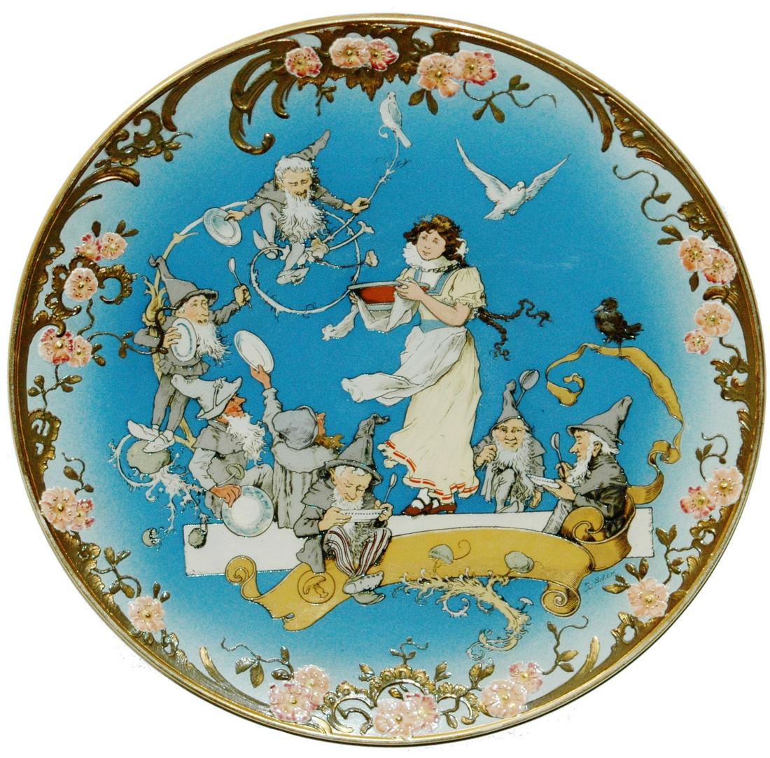 PAIR of Mettlach Snow White & Papageno Plaques: Pair of Mettlach #2148 and ##2149 Etched 16ï¿½ Plaques. Snow White and Papageno. Both mint.