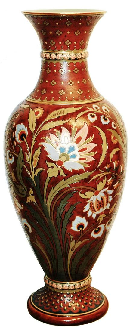 Uncommon Mettlach Floral 25" Etched Vase (1 of 3)