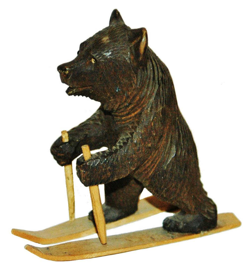 Black Forest Carved Bear on Skiis Figure (1 of 2)
