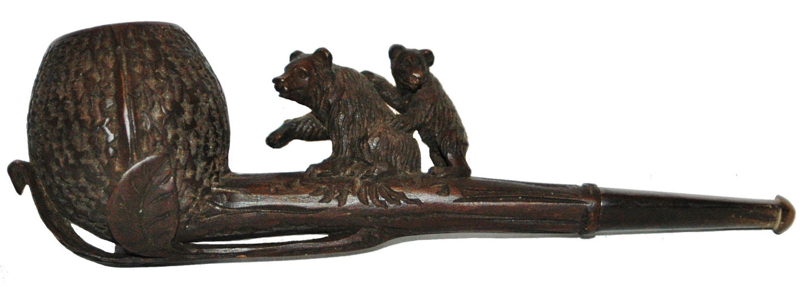 Black Forest Mama Bear w Cub Carved Wood Pipe (1 of 3)