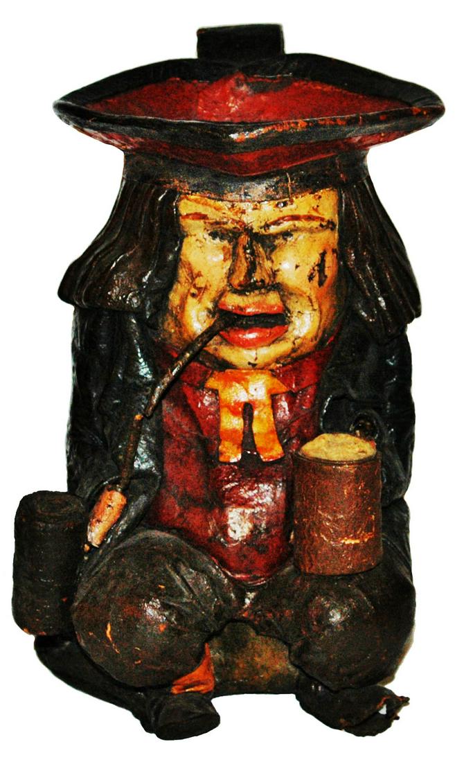 Unusual Early 1800s Leather Toby Mug Man w Stein (1 of 5)
