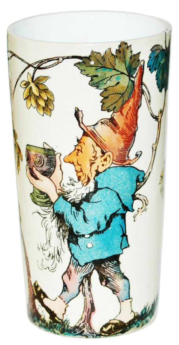 Mettlach Beaker Dwarf w Wine Goblet & Vines: Mettlach #2327/1173 PUG 1/4L Beaker. Dwarf .
