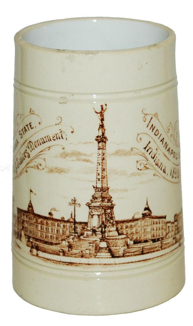 Indiana Soldiers & Sailors Monument 1898 Mug: Pottery 3/10L. ï¿½Indiana State Soldiers & Sailors Monument, Indianapolis, Indiana 1898.ï¿½ Mint.