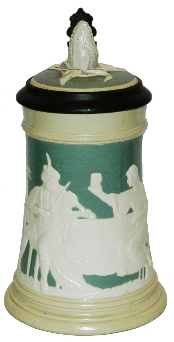 Mettlach Musician & Group  Stein w 3D Corn Inlay (1 of 5)
