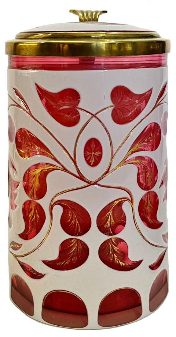 Overlay Glass Floral Cut Silver Mounts c.1850 (1 of 3)