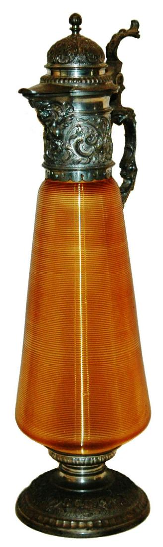 Orange Glass Threaded Body Fancy Pewter Stein (1 of 3)