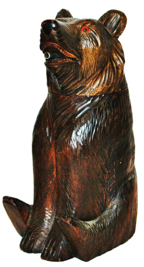 Black Forest Carved Seated Bear Decanter / Pourer (1 of 4)