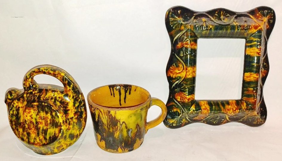 Group of three English Brown Glaze Items (1 of 4)