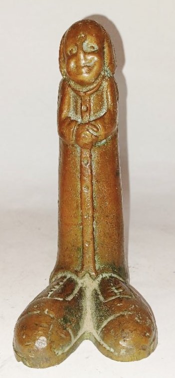 Two Sided Erotica Bronze 6" - Penis and Clown: Erotica Penis with clown on one side snd penis on the other.