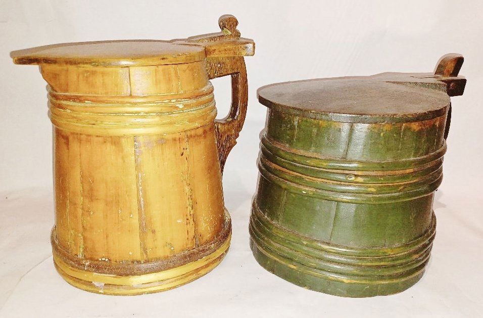 Pair of Vintage Wood Tankards (1 of 3)