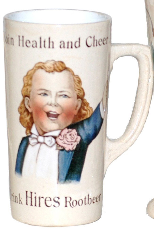 Mettlach Beaker Uncommon Hires Root Beer: ¼ L. Mettlach #3012 PUG Hires Root Beer . Uncommon body and handle