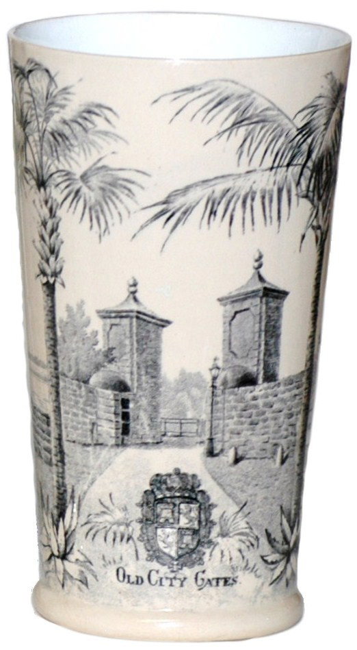 Mettlach Beaker St Augustine #2368: ¼ L. Mettlach #2368/4241 PUG with Dwarf Scene