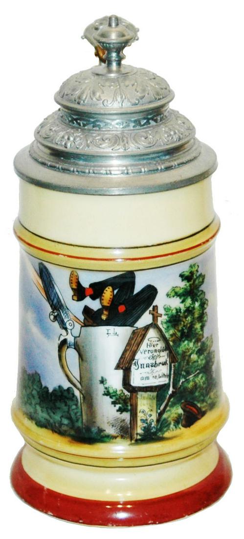 Comical  Scene of Man Falling into a Large Stein (1 of 3)