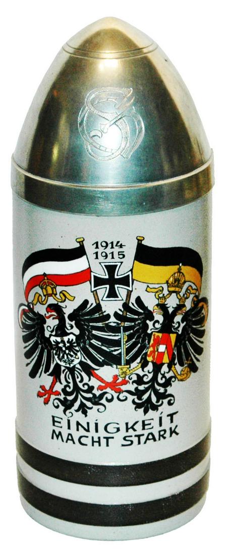 1L Artillery Shell Imperial & Austrian Eagle Stein (1 of 4)