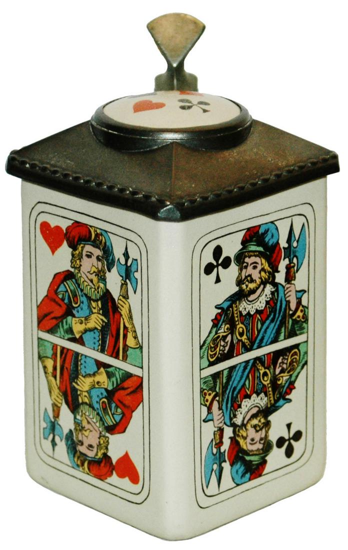 Mettlach Bavaria Playing Cards 4 Sided Body Stein (1 of 5)