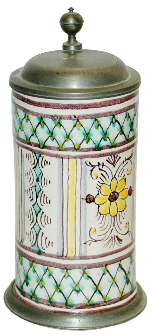 1L Salzburg Faience Floral Panels c. 1780 Stein (1 of 4)