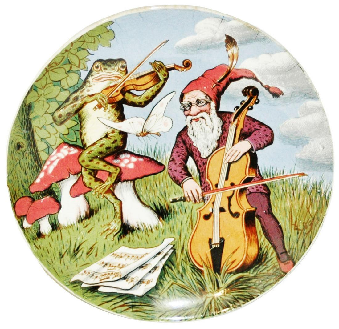 Dwarf & Frog Musicians Mettlach Plaque (1 of 1)