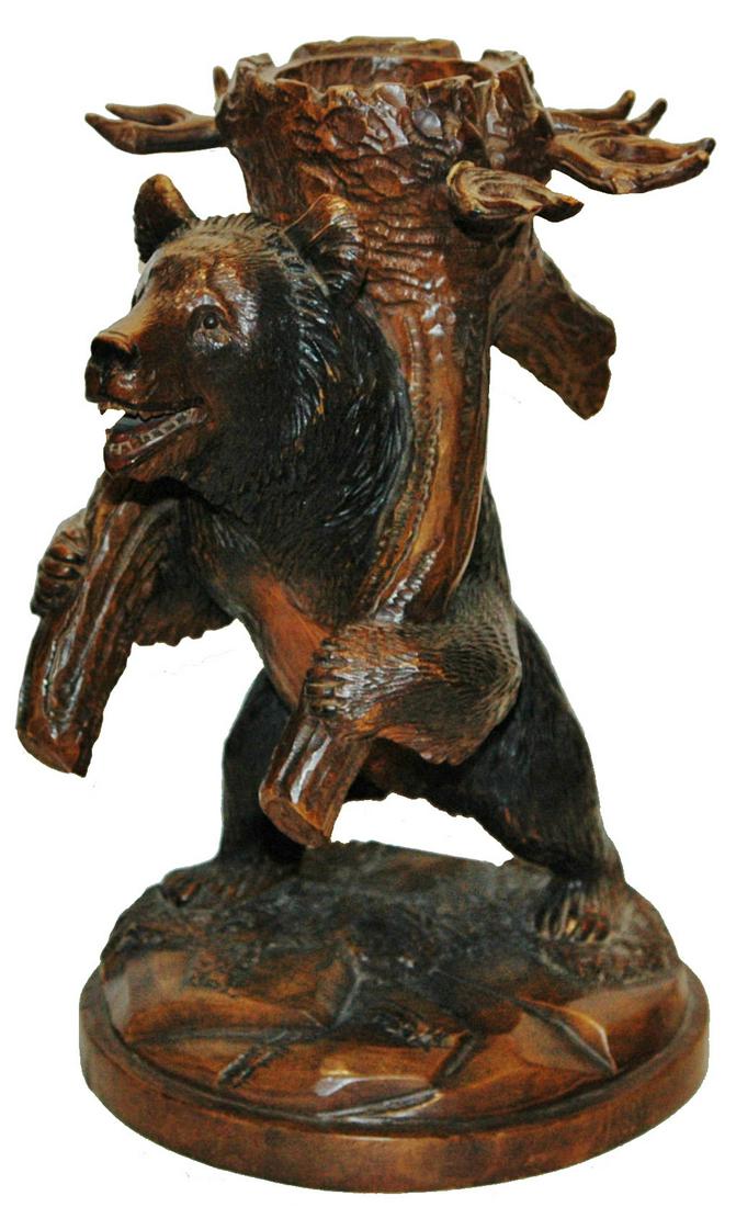 Carved Wood Bear Decanter & Goblet Holder (1 of 4)