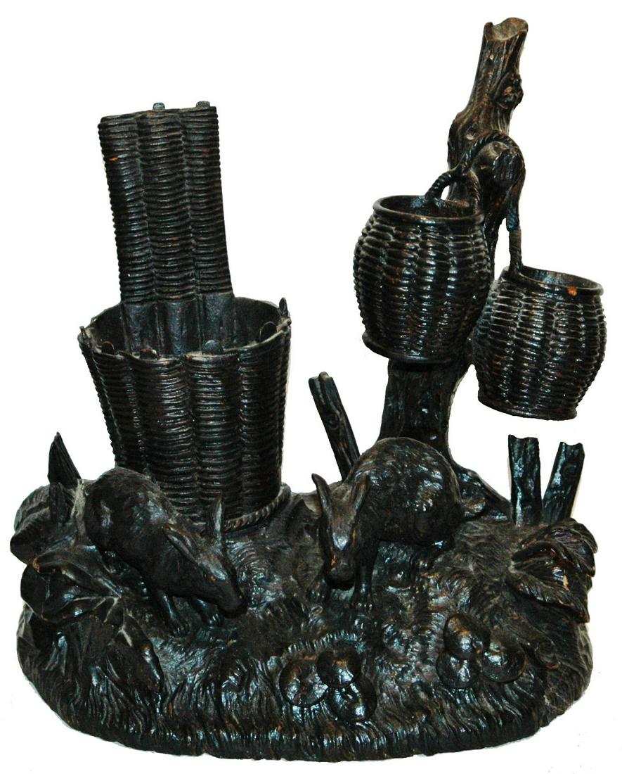 Rabbits & Baskets Black Forest Carved Figures (1 of 3)