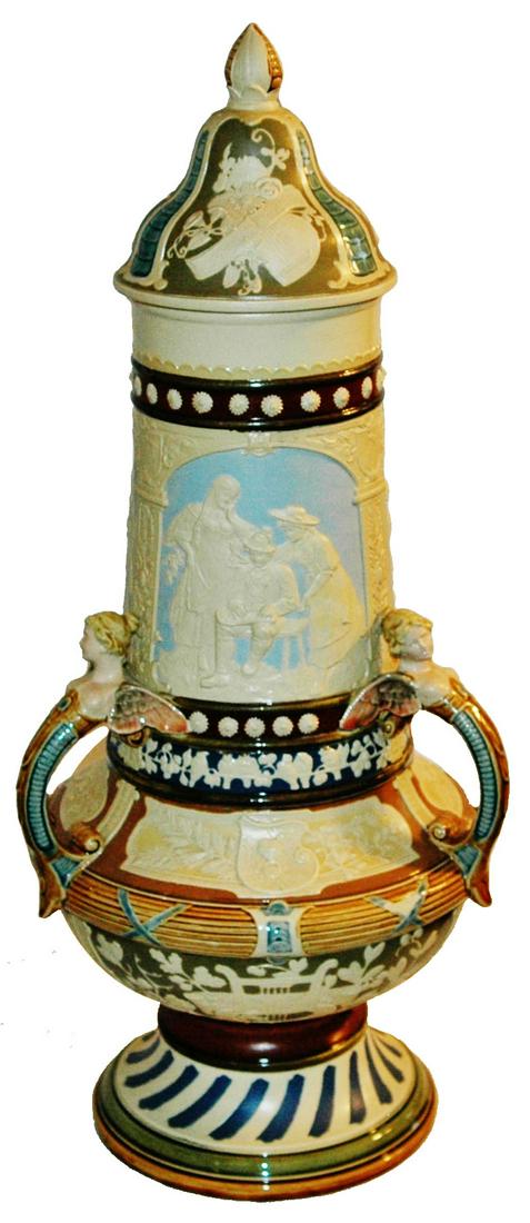 Ucommon Mettlach 21-1/2" Pokal w 3 Handles (1 of 4)