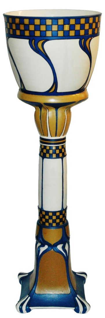 Mettlach Art Nouveau Pedestal & Bowl (1 of 3)