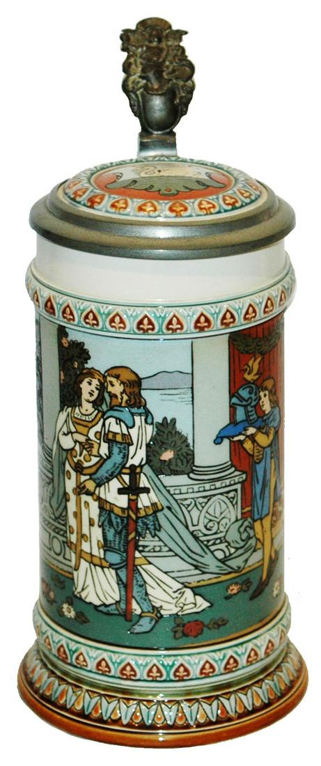 Mettlach Lohengrins Wedding Stein w Inlay Lid (1 of 5)