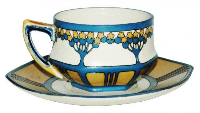 Mettlach Set of Four Art Nouveau Cup & Saucers (1 of 1)