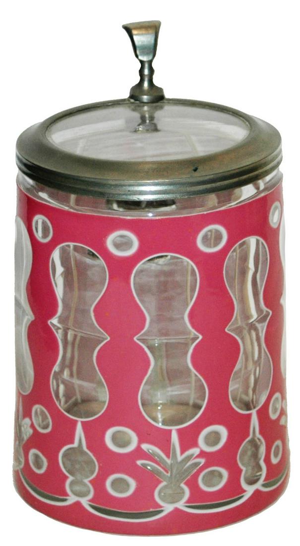 Double Overlay Bohemian c.1850 Glass Stein (1 of 3)