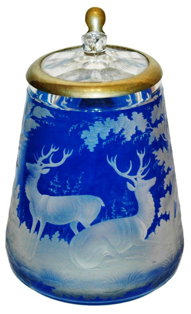 Wheel-cut Stags in Trees Glass Stein 1867 (1 of 4)