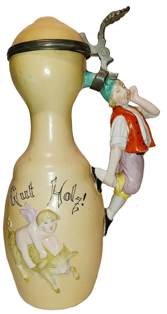 Uncommon Bowling Pin w Boy Handle Bohne Stein (1 of 3)