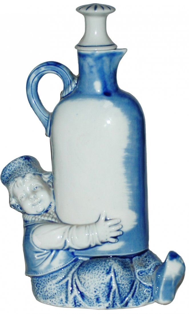 Schaefer & Vater Dutch Boy Figural Bottle: Schaefer & Vater 8-1/2" Figurl Bottle. Dutch boy holds bottle.