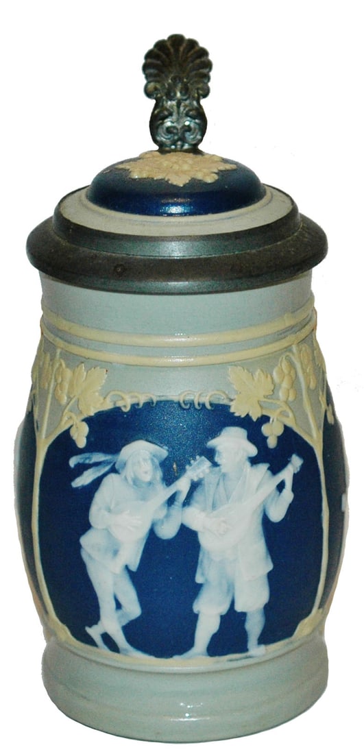 Mettlach Cameo 3/10L Musicians & Couples Stein (1 of 5)