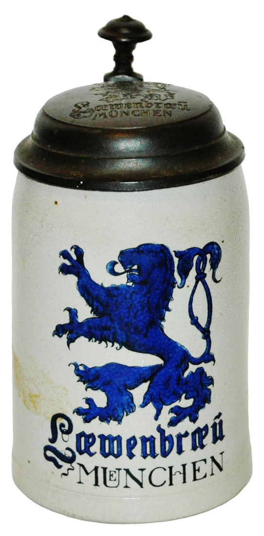 Lowenbrau Brewery Stein w Logo Lid & Rampant Lion (1 of 3)