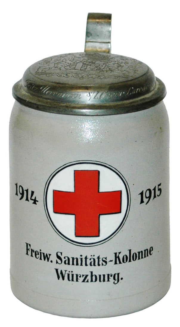 Red Cross Medic Stein w Bavarian Shield Lid (1 of 3)