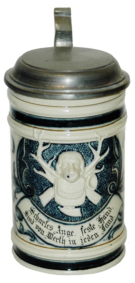 Klammerth Faience Dog Rifles Stag Horns Stein (1 of 3)