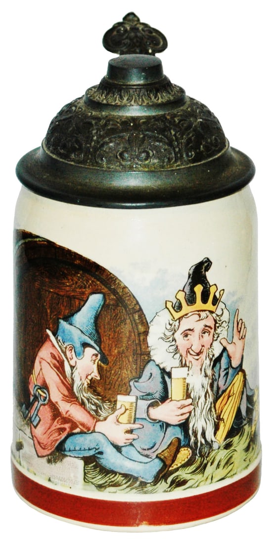Mettlach Schlitt Drinking Wizard & Dwarf Stein (1 of 4)