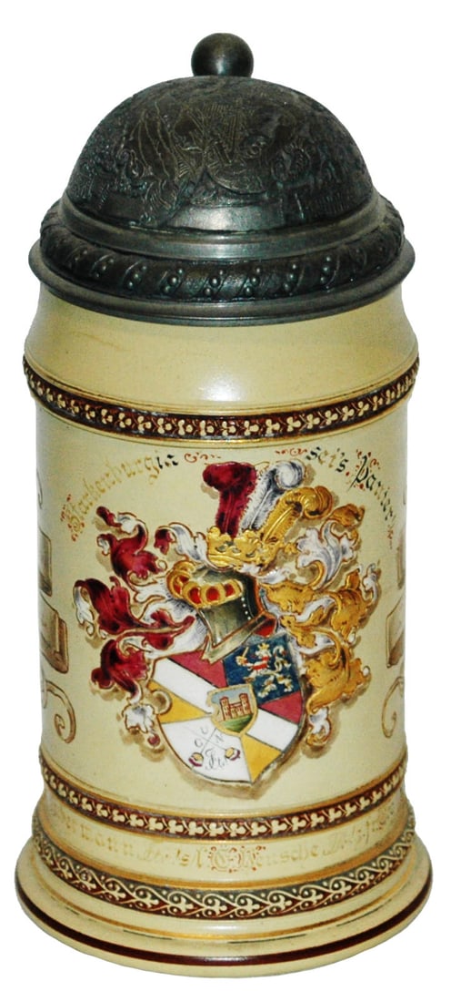 Mettlach Dueling Fraternal Student Shield Stein (1 of 4)