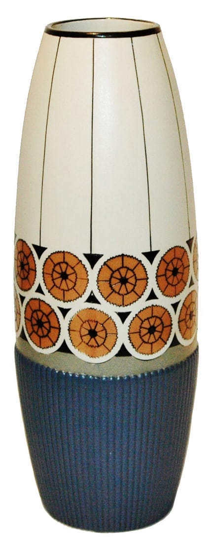 Mettlach Art Nouveau Floral 12" Etched Vase: Mettlach #3357 Etched 12” Vase. Art Nouveau floral design. Mint.