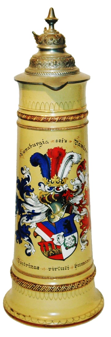 Mettlach 3L Rare Hand Painted Frat Student Stein (1 of 4)