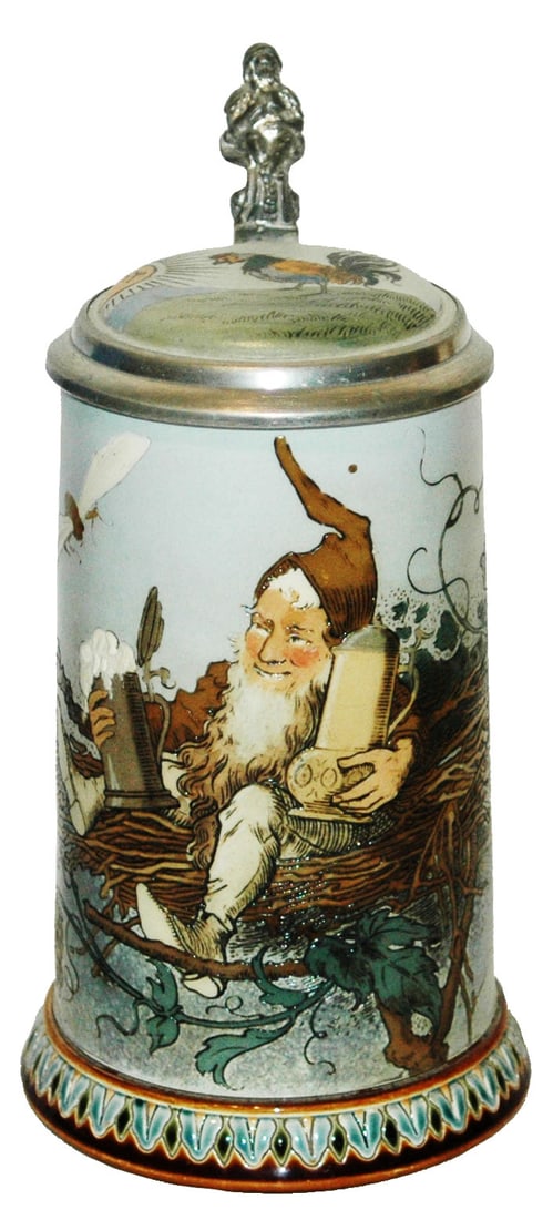 Mettlach Dwarf in Nest w Steins Schlitt Stein (1 of 5)